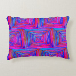 Blue Lila Fuchsia Square Pattern Boho Dekokissen