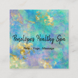 Blue Lila Gold Abstrakt Square Business Card Quadratische Visitenkarte