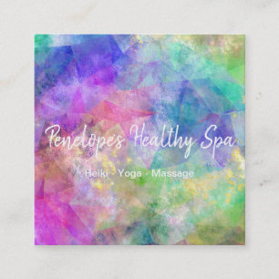 Blue Lila Green Abstrakt Square Business Card Quadratische Visitenkarte