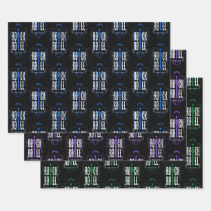 Blue Lila & Green Vintag Rock & Roll Geschenkpapier Set