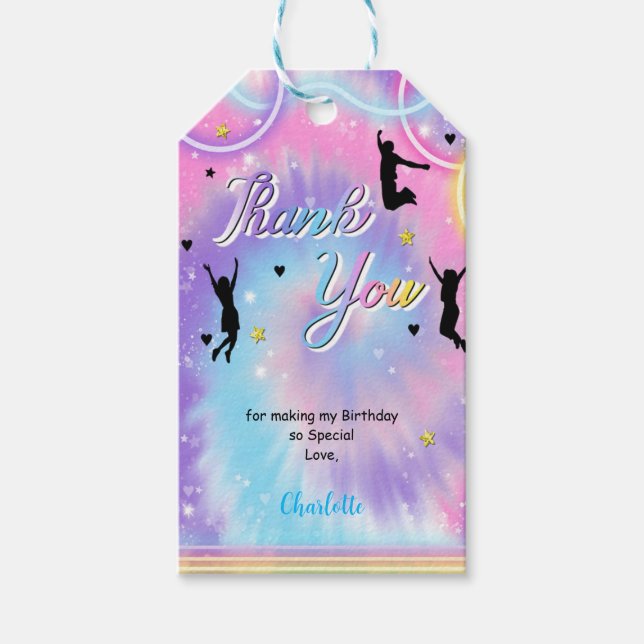 Blue & Lila Jump Geschenktasten Geschenkanhänger (Vorderseite)