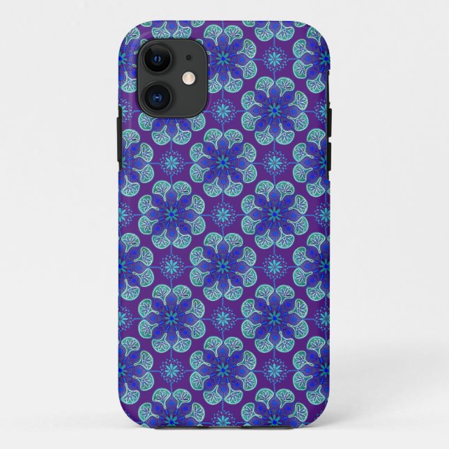 Blue Lila Medallions iPhone Cover (Rückseite)