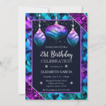 Blue & Lila Mermaid Ornaments 21. Geburtstag