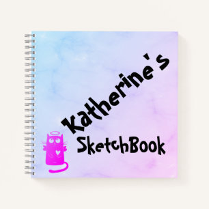 Blue Lila Ombre Funny Angel Cat Sketchbook Notizbuch