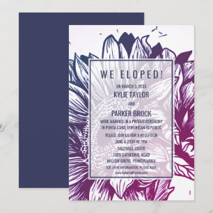 Blue & Lila Ombre Sonnenblumen Elopement Empfang Einladung