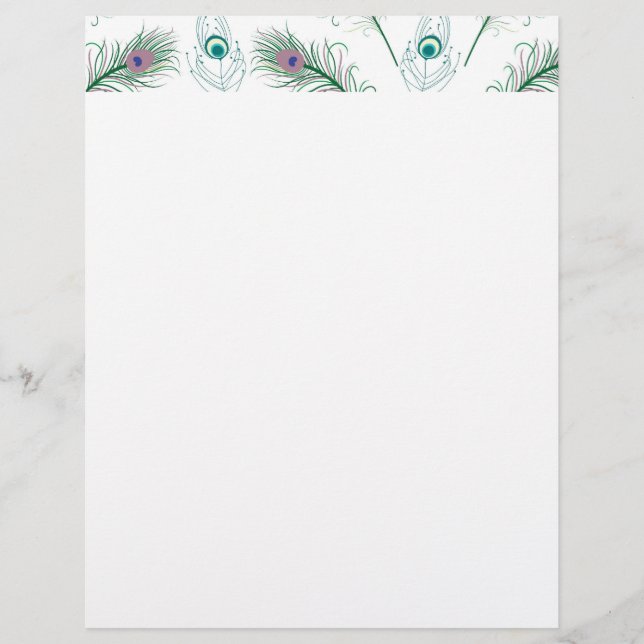 Blue Lila Peacock Feathers Letterhead (Vorderseite)