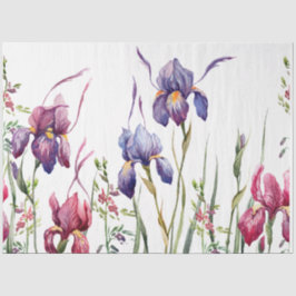 Blue Lila Pink Iris Blume Watercolor Garden Seidenpapier