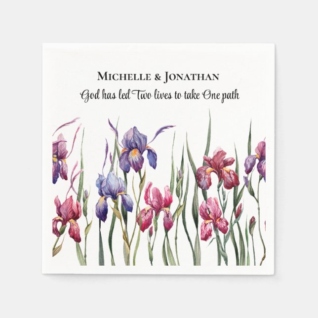 Blue Lila Pink Iris floral Inspiration Hochzeit Serviette (Vorderseite)