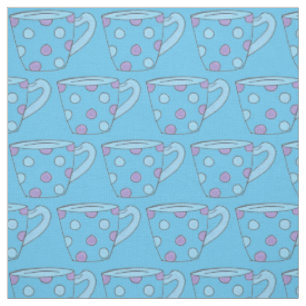 Blue Lila Polka Dot Teacup Teezeremonie auf dem Mo Stoff