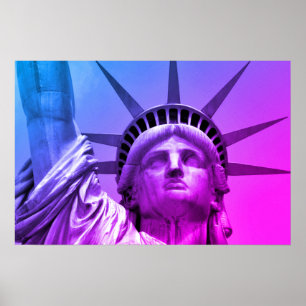Blue Lila Pop Art Statue of Liberty New York Poster