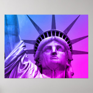Blue Lila Pop Art Statue of Liberty New York Poster