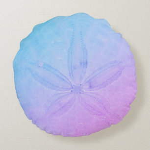 Blue Lila Sand Dollar Küstenstrand Rundes Kissen