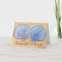 Blue Lila Seashells Hochzeitskarten