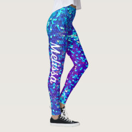 Blue Lila Sequel Print Mermaid Individuelle Name Leggings