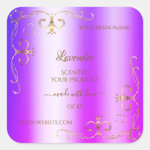 Blue Lila Shimmery Gold Verzierte Produktkennzeich Quadratischer Aufkleber