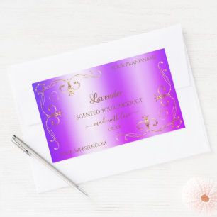 Blue Lila Shimmery Gold Verzierte Produktkennzeich Rechteckiger Aufkleber