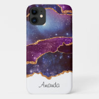 Blue & Lila Space & Stars mit Goldband