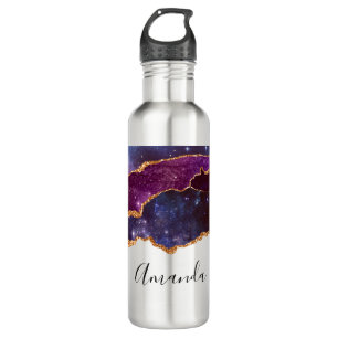 Blue & Lila Space & Stars Modern Agate Edelstahlflasche