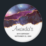 Blue & Lila Space & Stars Modern Agate Geburtstag Magnet<br><div class="desc">Ein Geburtstagsmagnet (oder ein anderes Event) mit abstraktem Design mit blauen und lila Schichten,  dazwischen Imitaten mit Goldfolienbändern.</div>