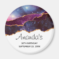 Blue & Lila Space & Stars Modern Agate Geburtstag