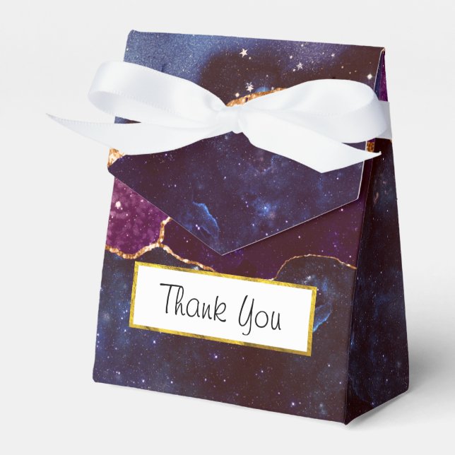Blue & Lila Space & Stars Modern Agate Geschenkschachtel (Vorderseite)