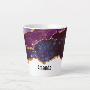 Blue & Lila Space & Stars Modern Agate Milchtasse