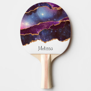Blue & Lila Space & Stars Modern Agate Tischtennis Schläger