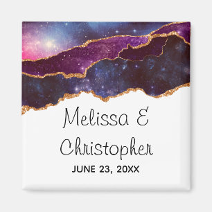 Blue & Lila Space & Stars Moderne Agate Wedding Magnet