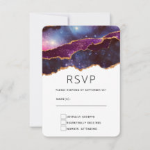 Blue & Lila Space & Stars Moderne Agate Wedding