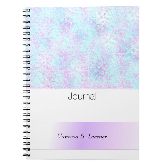 Blue Lila Spatter Abstrakt Journal Notizblock (Vorderseite)