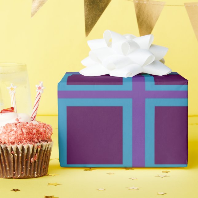 Blue & Lila Square Geschenkpapier (Geburtstagsparty)