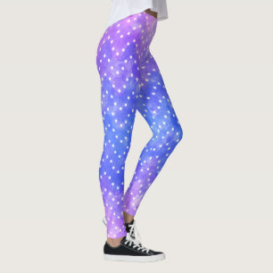 Blue Lila Starry Night Sky Galaxy Wasserfarbe Leggings