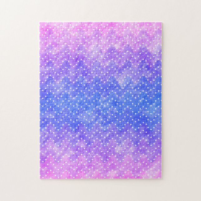 Blue Lila Starry Night Sky Galaxy Wasserfarbe Puzzle (Vertikal)