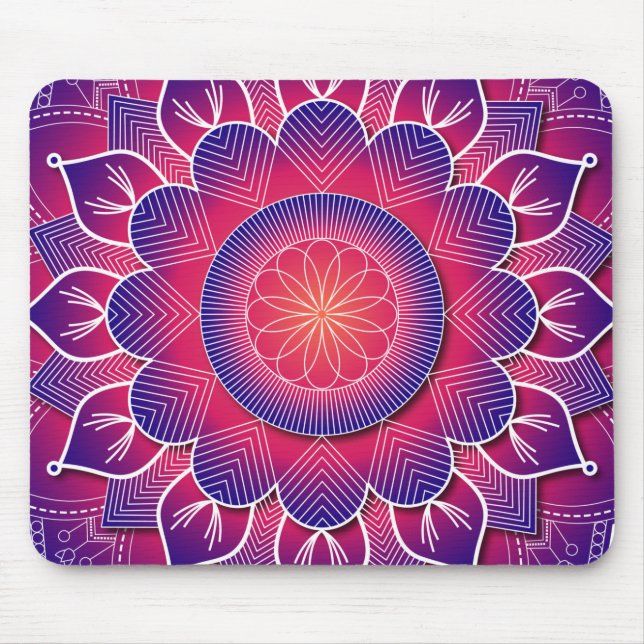 Blue Lila Traditional Mandala Design Mousepad (Vorne)