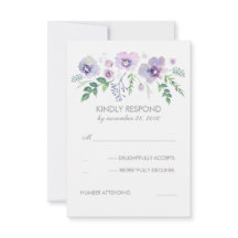 Blue Lila Watercolor Blume Hochzeitsszenario RSVP