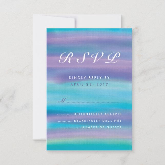 Blue Lila Watercolor Wedding RSVP Card (Vorderseite)