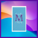 Blue Lila White Bat Mitzvah Name Monogram Serviette<br><div class="desc">Dieses Handtuch aus Papier kann beliebig farbig sein. Standard Hintergrund ist blau; Name und Ereignis (Bat Mitzvah) ist extravagante weiße Skripttypografie,  Monogramm ist lila. "kreiere deine eigenen." Handtücher stehen den Gästen zur Verfügung. Alle Rechte vorbehalten © 2024 Alan & Marcia Socolik..</div>