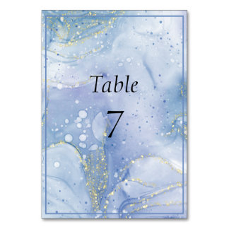 Blue Lila White Gold Glitzer Tischnummer