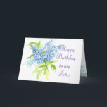 Blue Liliac Spring Bouquet Sister Birthday Karte<br><div class="desc">Eine Aquarell- und Tintenskizze aus hellblauen Lilakteen aus dem Frühlingspark. Denken Sie daran,  dass Sie jedes Produkt anpassen und den Text an Ihre Bedürfnisse anpassen können.</div>