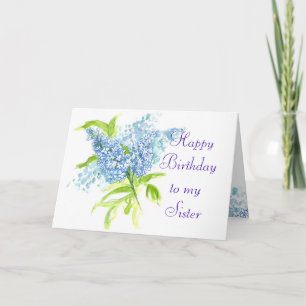 Blue Liliac Spring Bouquet Sister Birthday Karte