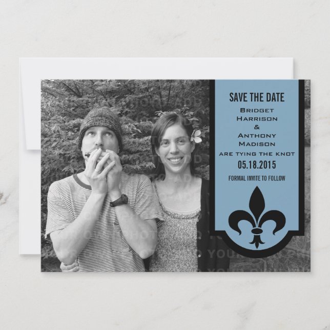 Blue Lilie Banner Save the Date einladen (Vorderseite)