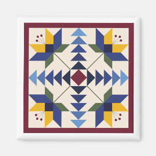 Blue Lilies Barn Quilt Magnet