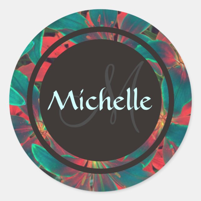 Blue Lilies Monogram & Name Sealer / Aufkleber (Vorderseite)