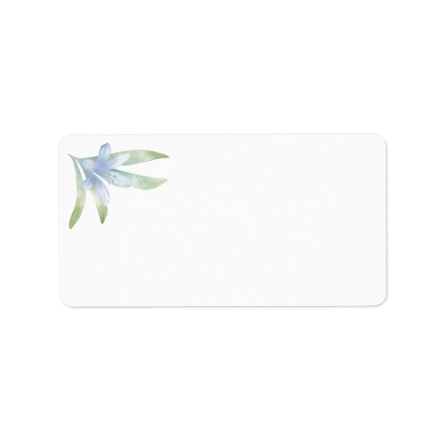 Blue Lilies Watercolor Wedding Address Adressaufkleber (Vorne)