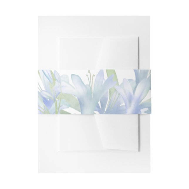 Blue Lilies Watercolor Wedding Einladungsbanderole (Vorderseite Beispiel)