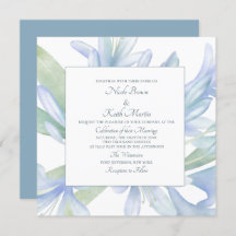 Blue Lilies Watercolor Wedding Square