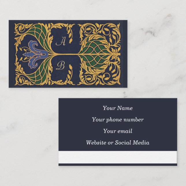 Blue Lily Art Nouveau Calling Card Visitenkarte (Vorne/Hinten)