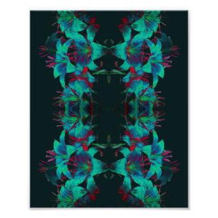 Blue Lily Blume Raindrops Abstrakt 8x10 Fotodruck