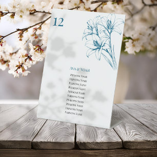 Blue Lily Kontur Hochzeit Tischnummern Sockelschild