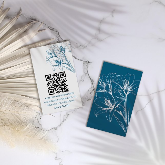 Blue Lily Kontur Wedding Begleitkarte (Von Creator hochgeladen)